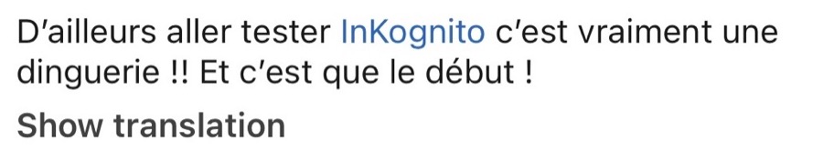 Avis d'un utilisateur recommandant InKognito